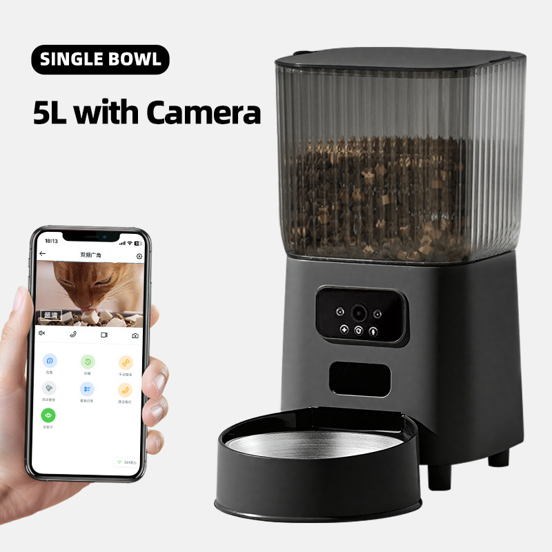 小佩宠物智能自动喂食器SOLO猫咪猫狗粮冻干定时投食远程控制储粮SOLO喂食器(不锈钢碗版)(图1)